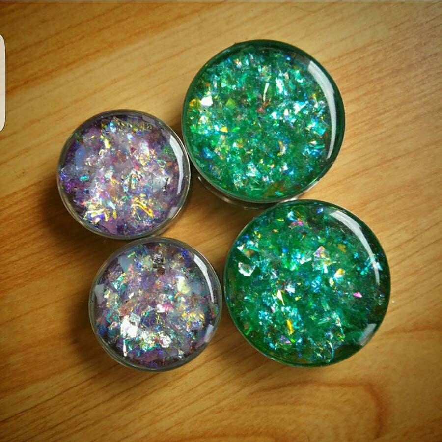 PAIR of glitter shard plugs.