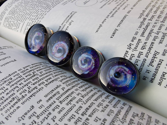 Galaxy swirl plugs, from 10mm and up for PAIR